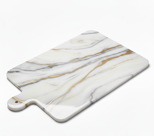 Planche à découper en résine de marbre de luxe, fabriquée à la main, en résine de marbre naturelle, planche de préparation alimentaire pour la cuisine, poignée, écologique, compatible lave-vaisselle - Product Image 4