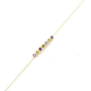 Bracelet en argent sterling 925 plaqué or 14 carats à 7 rangs avec pierres d'améthyste, de péridot et de perles de diamant pour cadeau - Product Image 1
