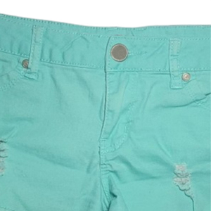 2025 nouveauté vert menthe femmes taille moyenne taille basse Denim Shorts détresse été Shorts 100% coton de haute qualité pour les femmes - Product Image 4