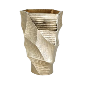 Vase à fleurs de bureau en aluminium fait à la main pour centres de table de mariage Vase en métal poli or moderne pour décoration de table de mariage - Product Image 3