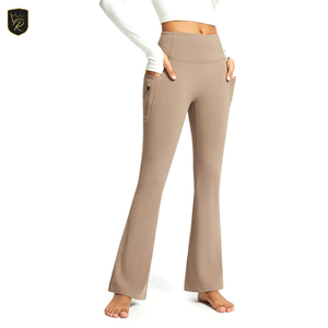 Pantalones de Yoga de Alta Calidad para Mujer, Corte Acampanado, Color Sólido, Secado Rápido, Suaves, Elásticos, Ecológicos, Ropa Deportiva Flexible para Yoga y Gimnasio - Product Image 1