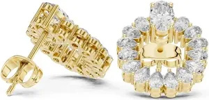 Pendientes de Diamantes de Alta Gama con Acabado Brillante en Acero Inoxidable para Mujer, Joyería Tradicional para Exportación - Product Image 5