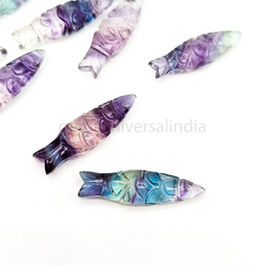 ลูกปัดหินอัญมณีแกะสลักรูปปลาฟลูออไรต์ธรรมชาติหลายเม็ดขนาด25มม. แกะสลักเครื่องรางรูปสัตว์สำหรับทำเครื่องประดับเป็นจำนวนมาก - Product Image 3