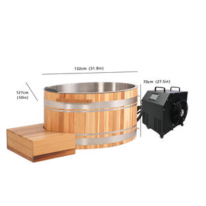 Bain froid ovale en bois de cèdre rouge pour 1 personne, intérieur/extérieur, avec refroidisseur Wifi - Product Image 5