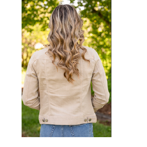 Women's Red Long Sleeve Casual Outdoor Jacket with <b>Button</b> up Design Chest Pockets Light Blue Denim Jeans Plain Dyed Technique - Product Image 5