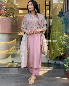 Ropa étnica india de buena calidad Pure Chanderi Silk Kurtis con envío gratis Worldwide Festival Kurti - Product Image 4