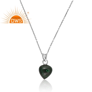 Meilleures ventes de collier pendentif en malachite naturelle en argent sterling oxydé Fabricant de bijoux personnalisés en pierres précieuses - Product Image 2