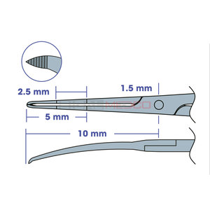 Forceps de capsulorhexis manuel en acier inoxydable allemand, pointe aiguë dentelée, embouts entrecroisés, action croisée, largeur 1,5 mm, ophtalmique - Product Image 5
