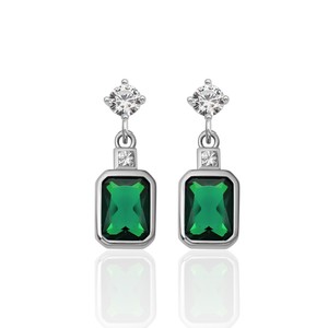New arrival 925 Sterling <b>Silver</b> <b>Stud</b> Earrings in White and Emerald Colors From Turkey - Product Image 2