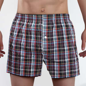 Calzoncillos bóxer de algodón ligero para hombre, tela a cuadros elegante transpirable duradera, perfecto para ropa de dormir de salón y ropa informal - Product Image 1
