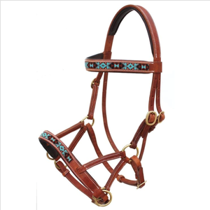 Halters de cheval occidentaux de qualité supérieure exclusifs en cuir durable avec des caractéristiques réglables pour l'équitation - Product Image 1