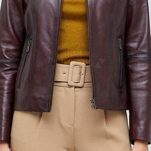 Vente directe d'usine Veste en cuir pour femmes Hiver Matériel durable Taille personnalisée Veste en cuir pour femmes pour la vente en ligne - Product Image 6