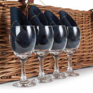 Blue Tweed Fitted <b>Wicker</b> Picnic Basket Elegant Picnic Mat - Product Image 2