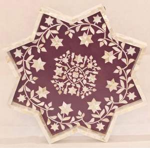 Bandeja de servicio de nácar clásica hecha a mano, diseño único en forma de estrella para cocina, hogar o Hotel, bandeja con incrustaciones de fregona de tamaño personalizado - Product Image 3