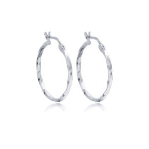 Pendientes de Aro de 25 mm con Diseño de Onda Único, Hechos a Mano, Venta al por Mayor, Joyería Turca de Plata de Ley 925 - Product Image 5