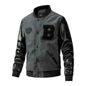 Mens Varsity Sleeve Jacket Stand Collar <b>Winter</b> OEM ODM Factory Custom Wool Body College Style Bulk Manufacturing Export Supply - Product Image 3