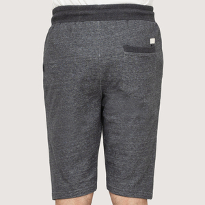Vente en gros de shorts de coupe régulière en fil à chaîne 100% coton de haute qualité pour hommes, gris foncé avec fermeture à cordon brodé 3D - Product Image 4