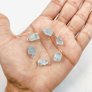 Pendentif en pierres précieuses brutes aigue-marine en argent sterling 925 collier à boucle percée breloque mars pierre de naissance pierre brute grossiste fournitures - Product Image 6