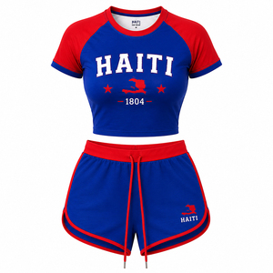 Crop top personnalisé Haïti pour femme, vêtements de supporter pour le jour du match, t-shirt court imprimé DTG, souvenirs de festivals, collections de maillots de sport d'équipe - Product Image 4
