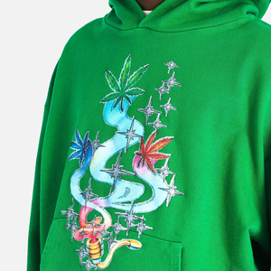 Sudadera con capucha de gran tamaño Color verde de alta calidad para hombre de algodón grueso peso pesado francés Terry pulóver Sudadera con capucha personalizada Drop Shoulder Fleece - Product Image 4
