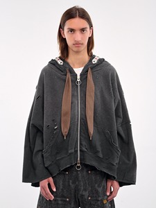 เสื้อมีฮู้ดผ้าฝ้ายสีเทาแนวสตรีทไซส์ใหญ่เปิดไหล่ตกแบบแฟชั่นทันสมัย450 GSM - Product Image 3