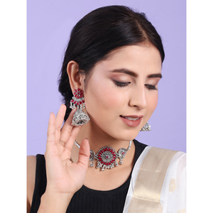 Wedding <b>Choker</b> with Maroon Flower Design - Product Image 2