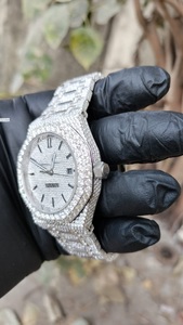 Chất lượng cao sang trọng 41mm handmade vvs rõ ràng moissanite kim cương Đồng hồ đầy đủ Iced 5mm cơ khí đồng hồ đeo tay kinh doanh thủy tinh - Product Image 3