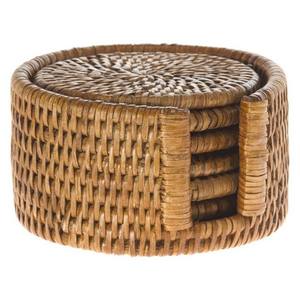 Sous-verres en rotin de style indien artisanal avec support ensemble de sous-verres à thé accessoires de cuisine sous-verres en osier Jute avec support - Product Image 4