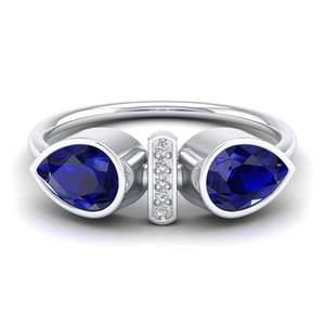 REYES Luxury Blue <b>Sapphire</b> Gemstone with Moissanite Ring in 925 Sterling Silver GRA Certified Fine Jewelry For Women - Product Image 5