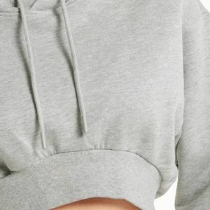 Sweat à capuche court Y2K uni pour femme avec manches longues, broderie frontale, coupe ample, pull d'hiver, impression de logo personnalisée, tissu tricoté - Product Image 4