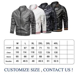 Chaquetas de Motociclista Casuales de Alta Calidad, de Cuero PU Negro, Talla Grande para Hombre, Chaquetas de Cuero Vegano Personalizadas y Elegantes para Hombre - Product Image 6