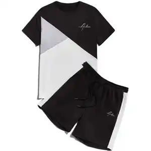 하이 퀄리티 프린트 남자 세트 스트리트웨어 캐주얼 운동복 남자 반팔 티셔츠 반바지 2 종 세트 조깅 세트
