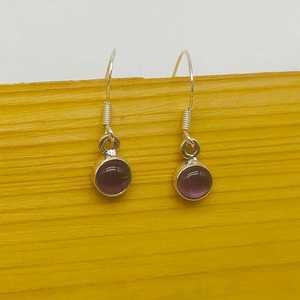 Boucles d'oreilles bohème en argent Sterling 925 faites à la main pierre précieuse améthyste naturelle idée cadeau artisanale à la mode - Product Image 1