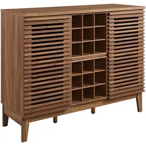 Modern Living Room Furniture Render Bar Wine Cabinet Teak Wood Fine Sanding Finish High Cabinet Table Furniture