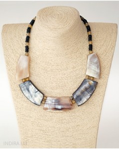 Collar de eslabones de cuerno de búfalo natural artesanal con colgante geométrico y abalorios de letras personalizadas, joyería de declaración Bohemia ligera - Product Image 3