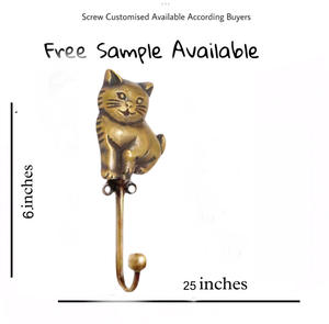 Antique Brass Cat Animal Wall <b>Hook</b> Handcrafted <b>Cast</b> <b>Iron</b> <b>Coat</b> and Hat Hanger Product Category <b>Hooks</b> & Rails - Product Image 3