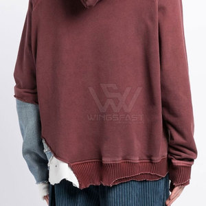 เสื้อฮู้ดดี้ผู้ชายแบบมีรอยขาดสไตล์วินเทอร์ ปี 2025 ขายส่งจากโรงงาน รับทำโลโก้ตามสั่ง ผ้าฝ้าย 100% กันน้ำ ระบายอากาศได้ดี สีตัดกัน - Product Image 6