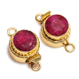 ตะขออัญมณีทับทิม1เส้นแบบ2และแบบ3เกลียวสำหรับกล่องทรงกลมเครื่องประดับ24X19X10MM ชุบทอง18K ทำเข็มกลัด B619 - Product Image 1