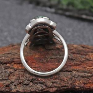 Anillo fino de plata de ley ajustable hecho a mano, regalo de joyería de boda para ella con lágrima, rubí, zoisita, piedra preciosa, único y elegante - Product Image 5