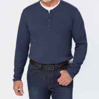 Männliche Langarm Henley Shirt Baumwolle Custom Logo Henley Shirt Männer Blank T-Shirts
