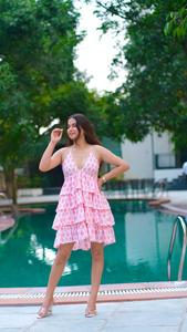 เดรสยาวคลุมเข่าสไตล์โบฮีเมียนสำหรับผู้หญิงเดรสลำลองชายหาดพิมพ์ลายดอกไม้ - Product Image 4