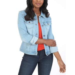 Veste en jean taille XL manteaux d'équitation longs et jeans en gros mode femmes logo personnalisé imprimé décontracté Streetwear - Product Image 1