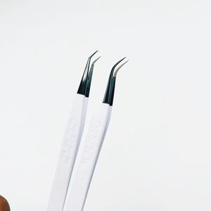 ที่หนีบผม90องศาปลายงอสีดำปลายงอ45องศาทำจากสเตนเลสสตีลแข็งเคลือบผงสีขาวปลายไฟเบอร์สำหรับขนตา - Product Image 4