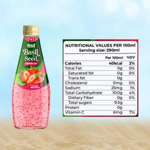 Purée de fraises et de graines de basilic fraîchement pressée en bouteille en verre de 9,8 fl oz (290 ml) Fabrication en marque blanche OEM/ODM Vente en gros - Product Image 2