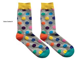 Venta al por mayor a granel multicolor Polka Dot Crew calcetines de algodón peinado transpirable elástico hecho en Vietnam fábrica logotipo personalizado disponible - Product Image 6