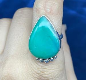 Bague de mariage pour femme en argent sterling 925 massif Chrysoprase naturelle Ensemble de lunette en pierres précieuses Déclaration Bague d'anniversaire - Product Image 2