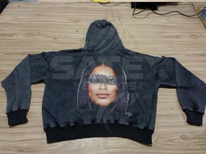 Sweat-shirt unisexe surdimensionné en molleton de coton 400 GSM délavé à l'acide, impression sérigraphique, coupe régulière, hiver, délavé à l'acide, usé - Product Image 6