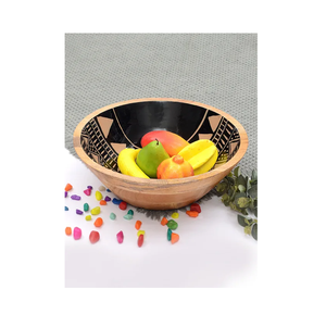 Diseño superior Mango Madera Tamaño mediano Forma redonda con estampado de esmalte Centro de mesa Fruta decorativa Cuenco de madera más vendido - Product Image 2