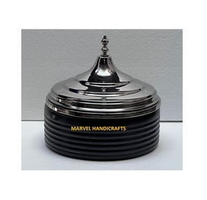 Black Wooden Serving Casserole with Stainless Steel Hotpot | Insulated Food Warmer Handcrafted <b>Dinnerware</b> Cookware <b>Set</b> <b>for</b> Home - Product Image 1