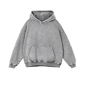 Sweat à capuche en coton French Terry pour homme, personnalisé, streetwear, haute qualité, lavable à l'eau, délavé, fermeture éclair double face avec logo frontal - Product Image 1